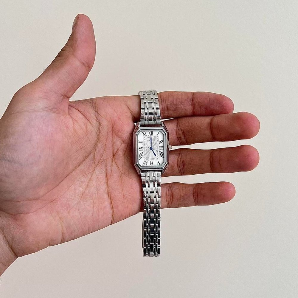 2000s vintage style cute rectangle stainless steel quartz watch